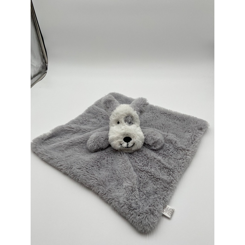 Oobles Dog Security Blanket Lovey Gray White Faux Fur Puppy Plush Snuggler 05801